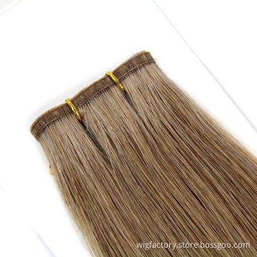 Silk straight flat weft indian hair, 100 virgin human invisible flat wefts,hair extensions double drawn indian flat weft